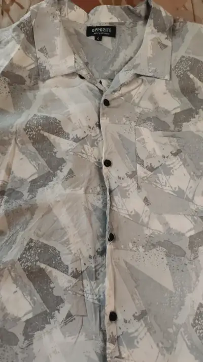 Camisa estampada gris Opposite talla L - miniatura 1