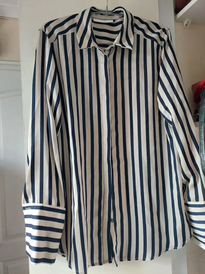 Camisa de rayas azul y blanco para hombre