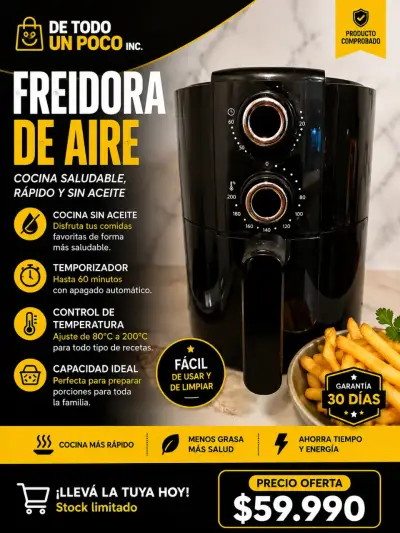 Freidora de Aire Negra con Temporizador - miniatura 2