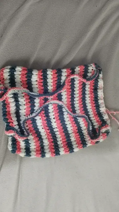 Bolso tejido a crochet rayado multicolor - miniatura 2