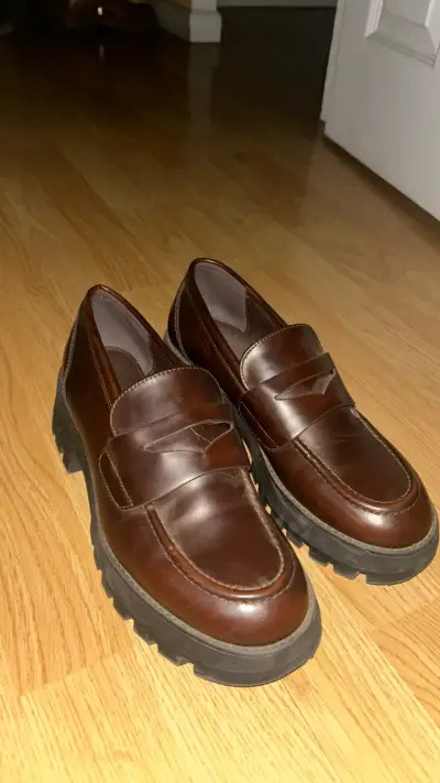 Zapatos mocasines de cuero marrón para mujer - miniatura 4