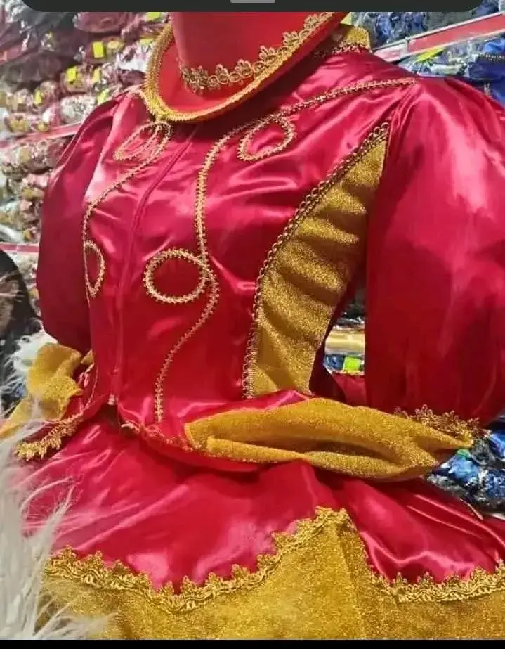 Traje de caporal rojo y dorado para niña - 1