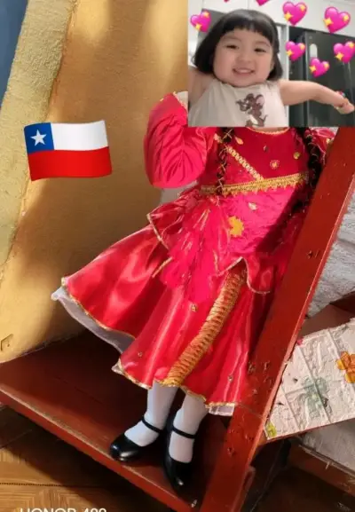 Traje de caporal rojo y dorado para niña - miniatura 2