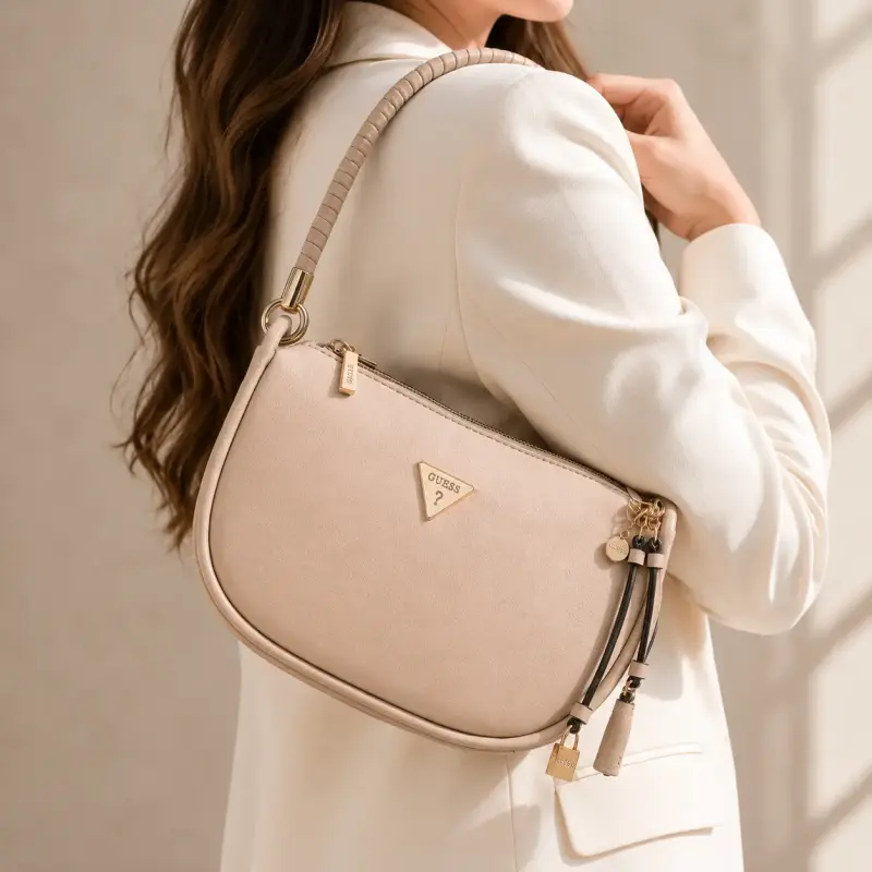 Cartera Guess beige con detalles dorados - 3