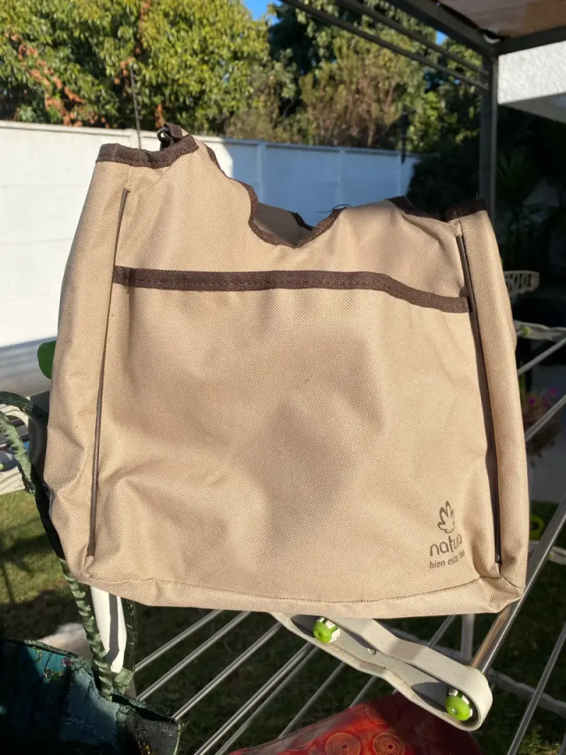 Bolso tote beige Natura con asas marrones