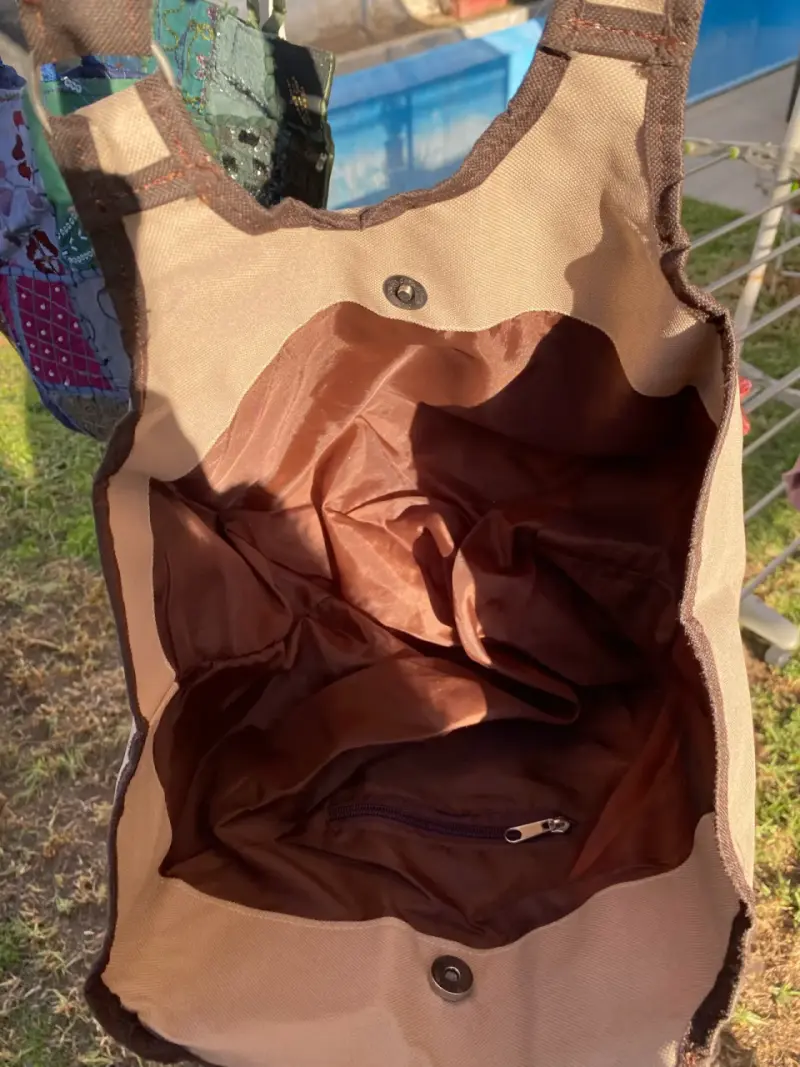Bolso tote beige Natura con asas marrones - 3