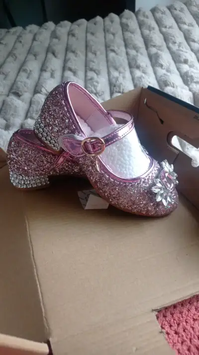 Zapatos de fiesta para niña con brillo rosa - miniatura 1