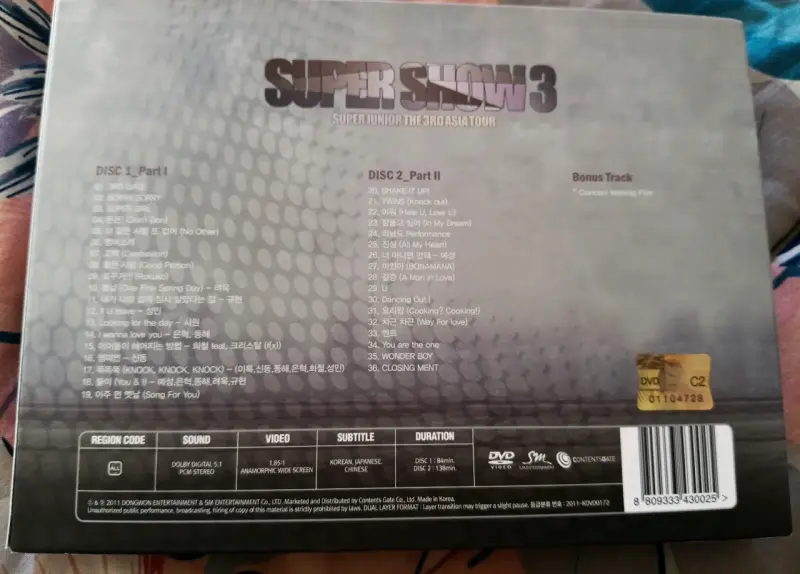 DVD Super Show 3 de Super Junior original. - 2