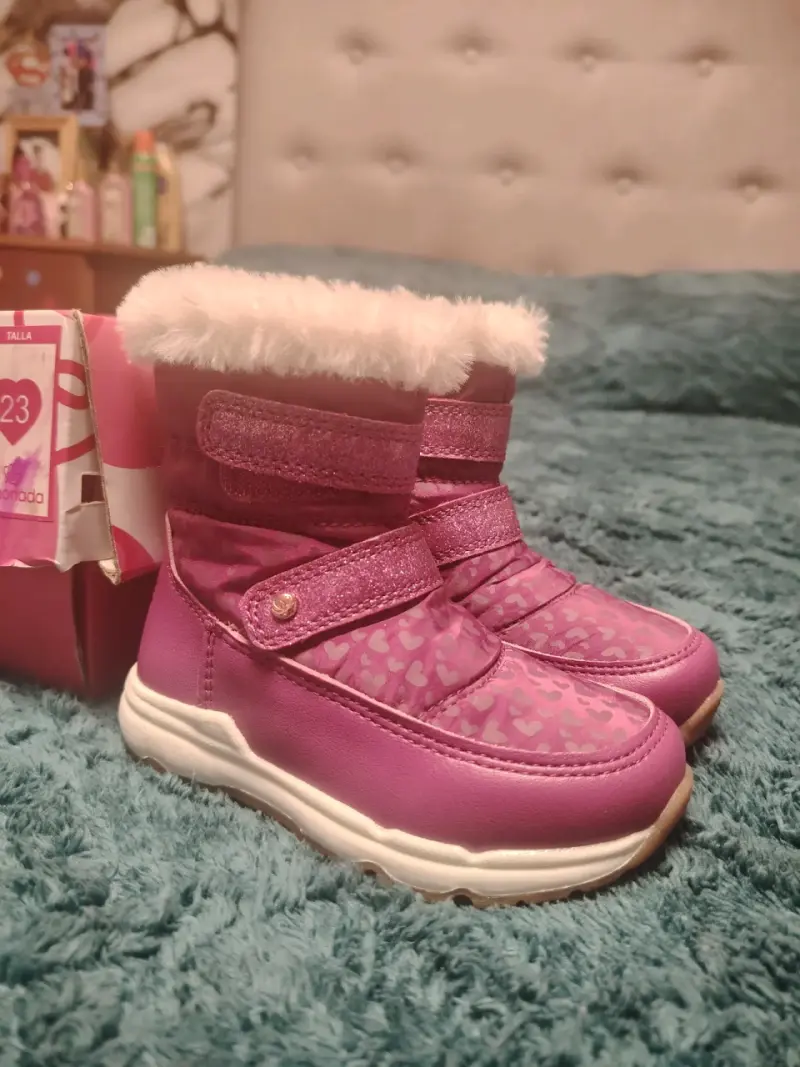 Botas de invierno para niña color rosa con forro de peluche - 2