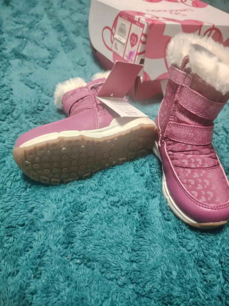 Botas de invierno para niña color rosa con forro de peluche - 3