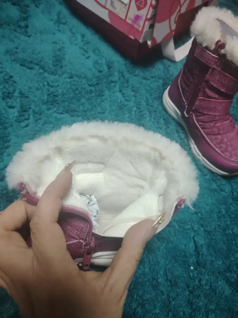 Botas de invierno para niña color rosa con forro de peluche - 5