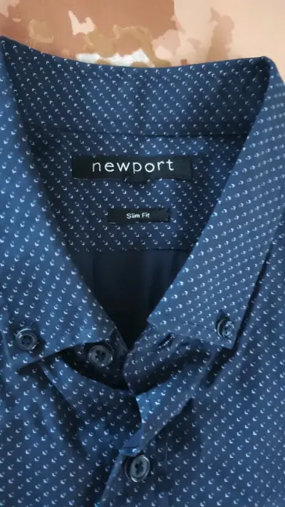 Camisa azul de hombre Newport Slim Fit - miniatura 2