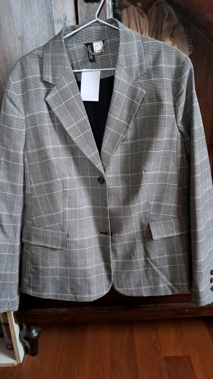 Blazer a cuadros gris para mujer
