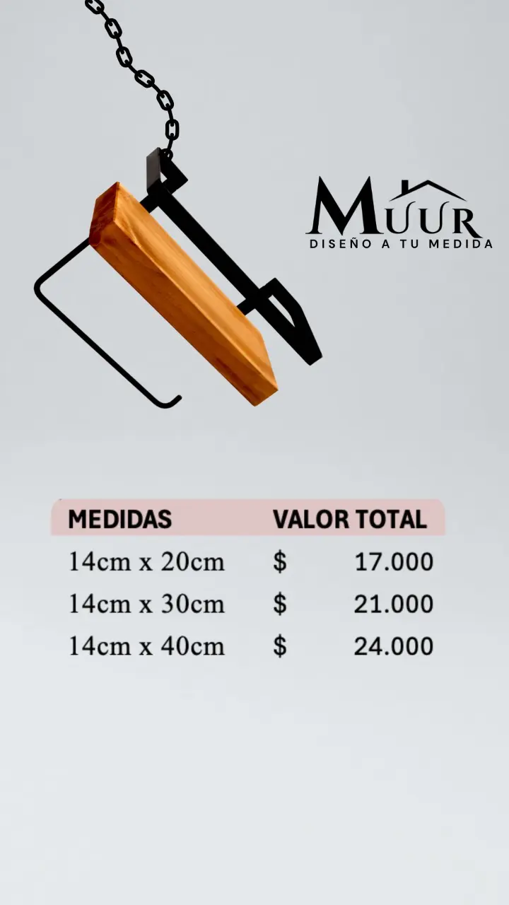 Repisa chilena de madera y fierro con gancho - 3