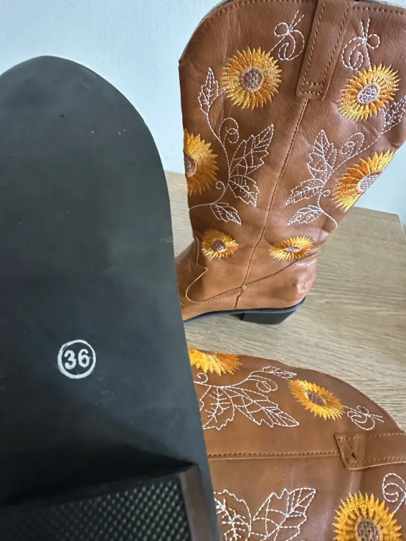 Botas vaqueras bordadas con girasoles 36 - 4