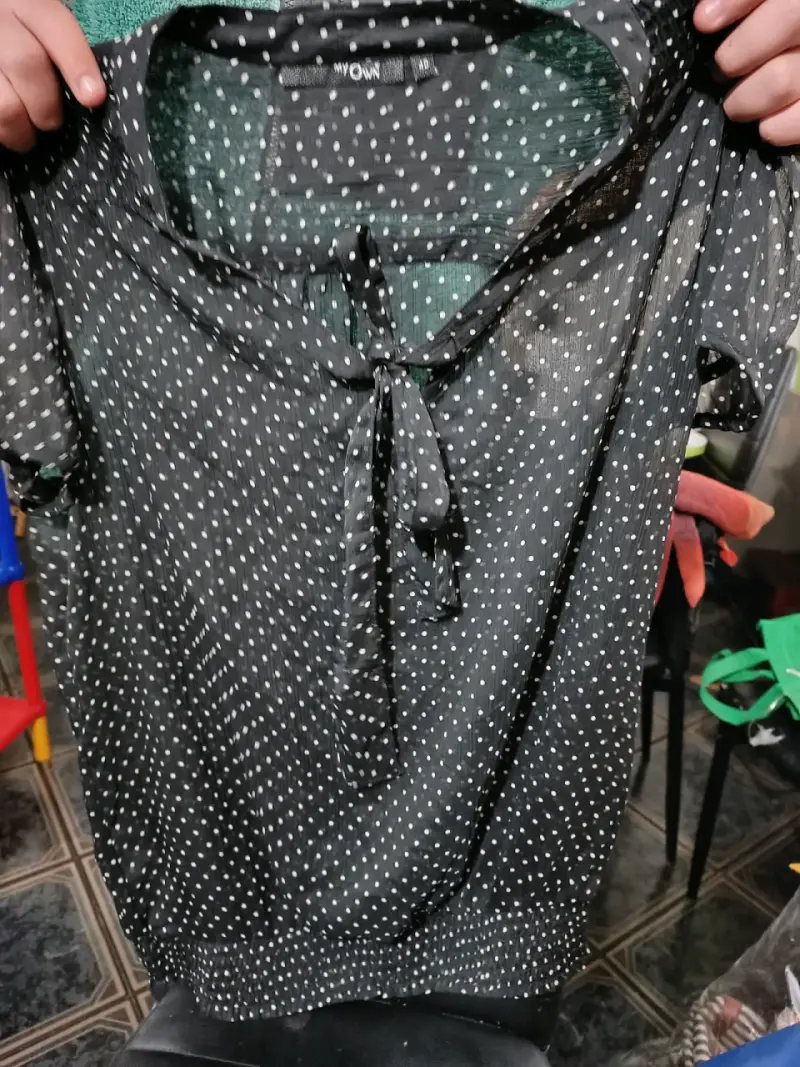 Blusa negra con lunares blancos My Own - 1