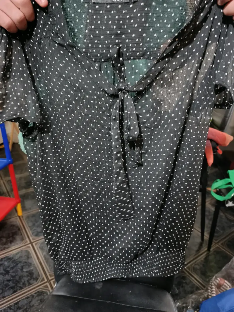 Blusa negra con lunares blancos My Own - 3