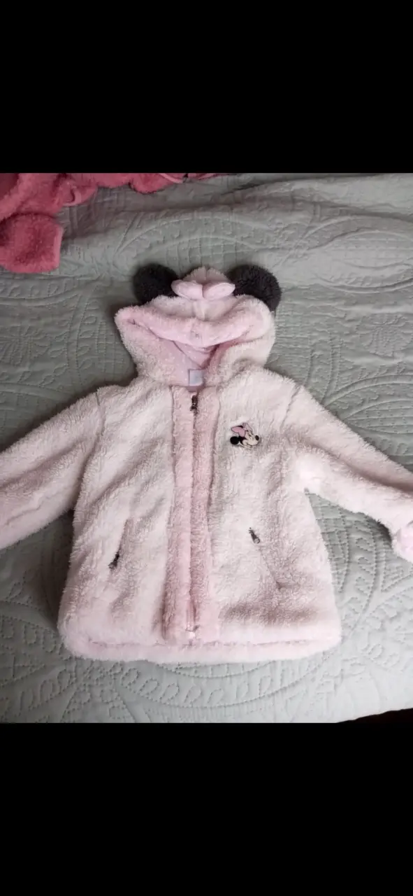 Chaqueta de felpa para niña con capucha y orejas