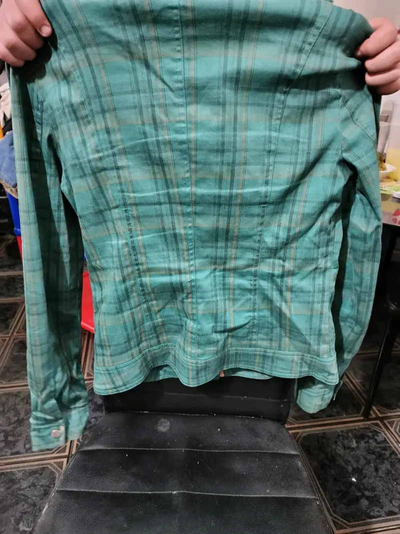 Chaqueta verde a cuadros para mujer - 2