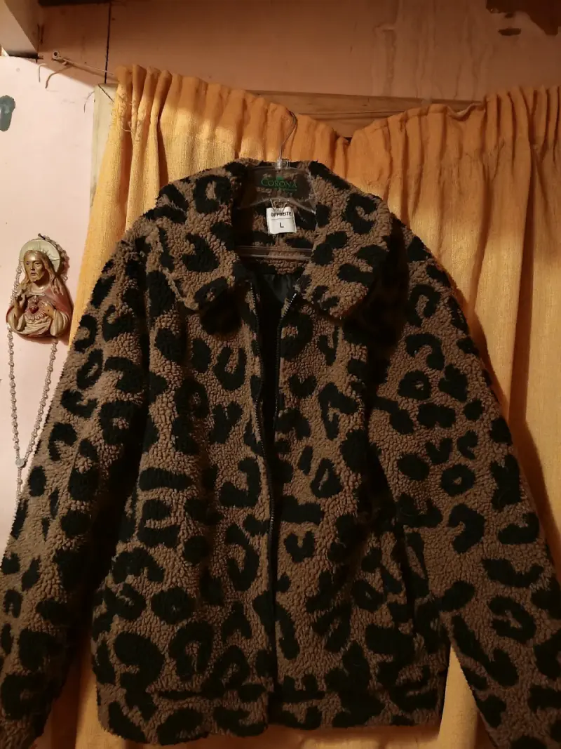 Chaqueta de lana con estampado de leopardo talla L