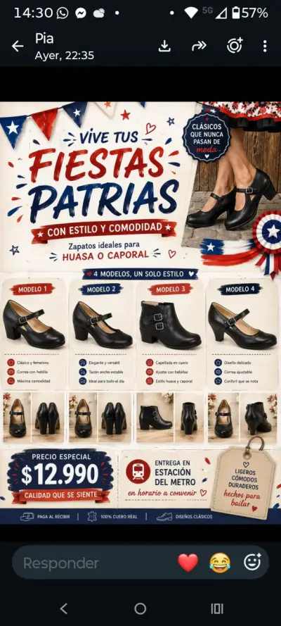 Zapatos de cuero para huasa o caporal - miniatura 1