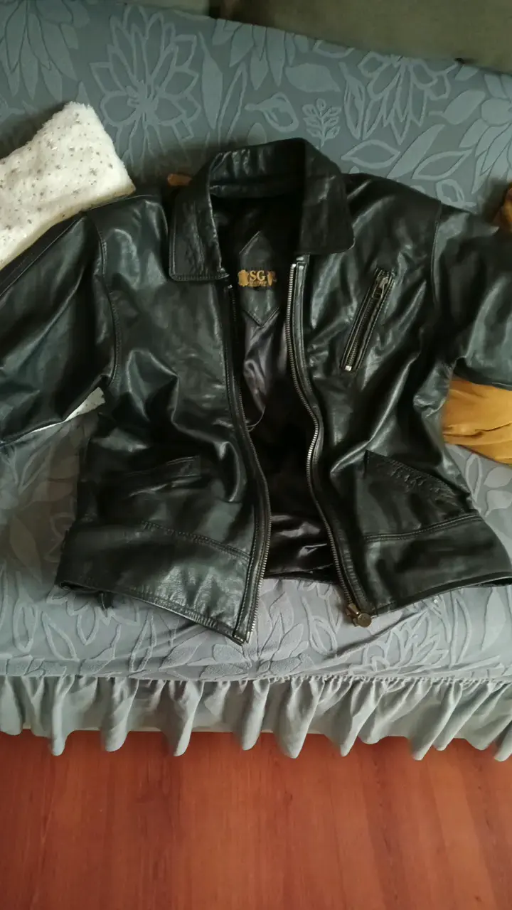 Chaqueta de cuero negra SG con cierre - 1