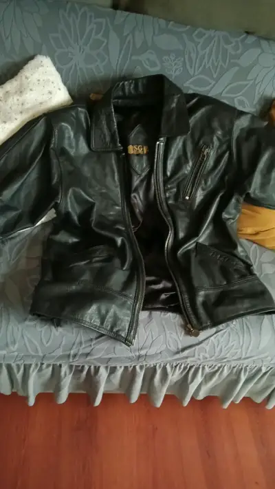 Chaqueta de cuero negra SG con cierre - miniatura 1