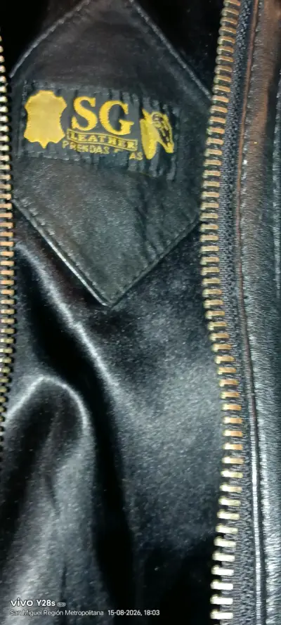 Chaqueta de cuero negra SG con cierre - miniatura 4