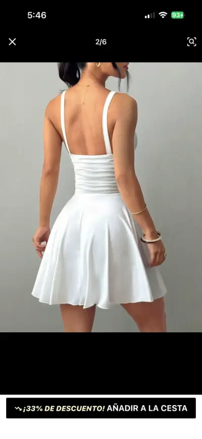 Vestido corto blanco con tirantes - miniatura 2