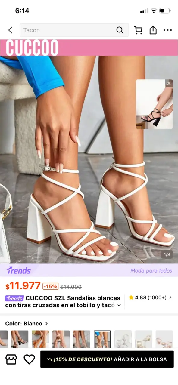 Sandalias blancas con tacón y tiras cruzadas - 2
