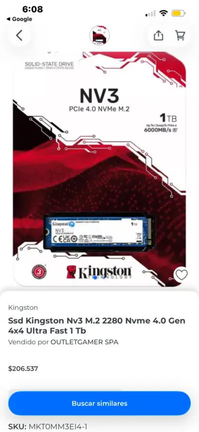 Unidad SSD Kingston NV3 M.2 1TB PCIe 4.0 - miniatura 2