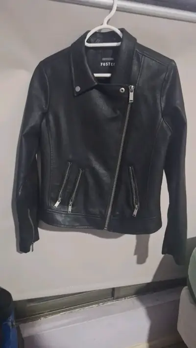 Chaqueta de cuero negra Foster para mujer - miniatura 1