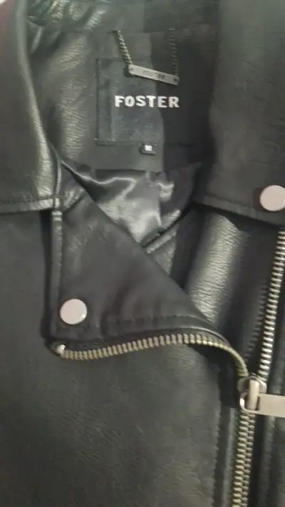 Chaqueta de cuero negra Foster para mujer - miniatura 2