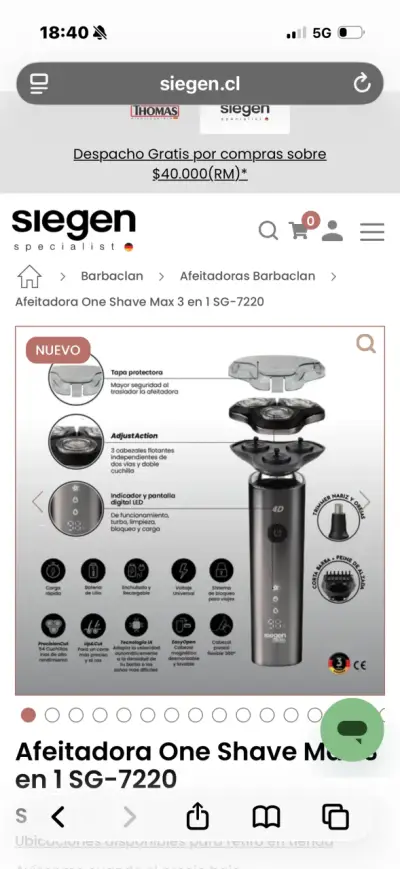 Afeitadora One Shave Max 3 en 1 SG-7220 - miniatura 1