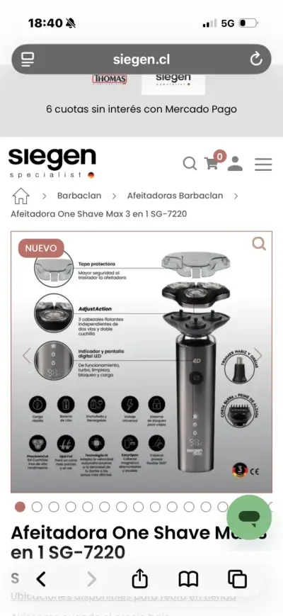 Afeitadora One Shave Max 3 en 1 SG-7220 - miniatura 2