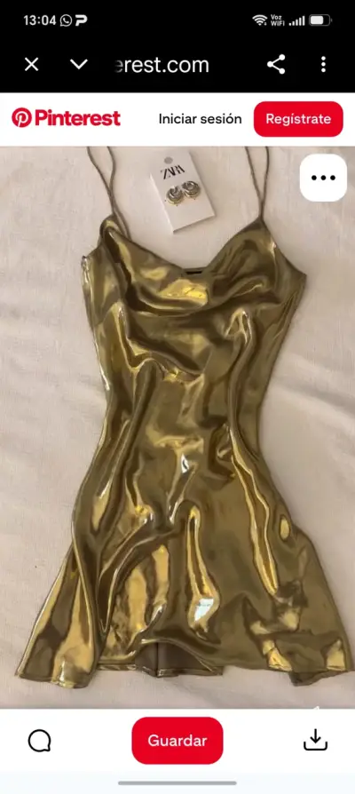 Vestido mini dorado brillante Zara - miniatura 1