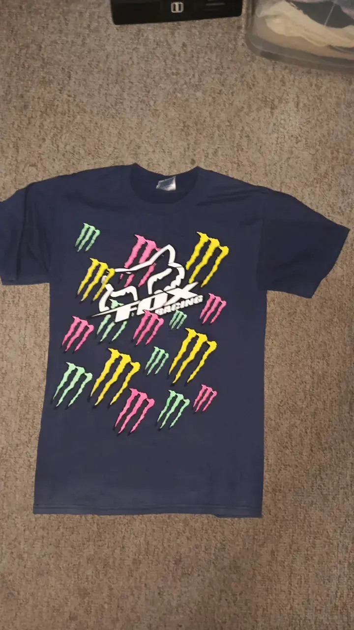 Polera Fox Racing azul con diseño Monster - 1