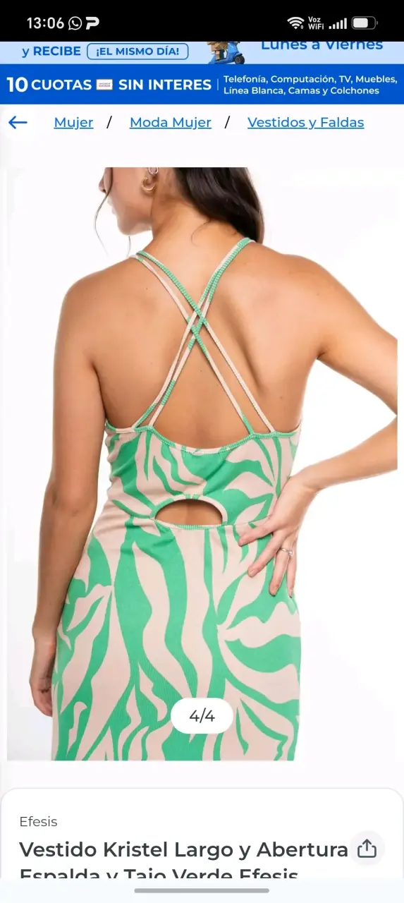 Vestido largo verde con abertura Efesis - 2