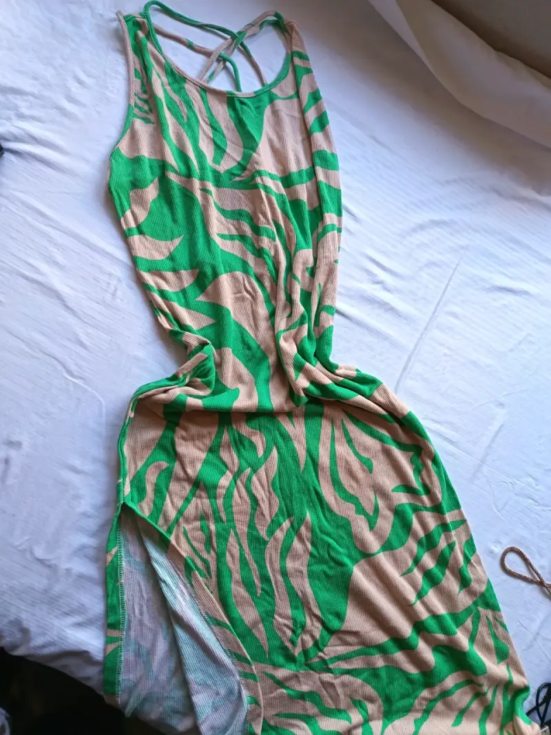 Vestido largo verde con abertura Efesis - 3
