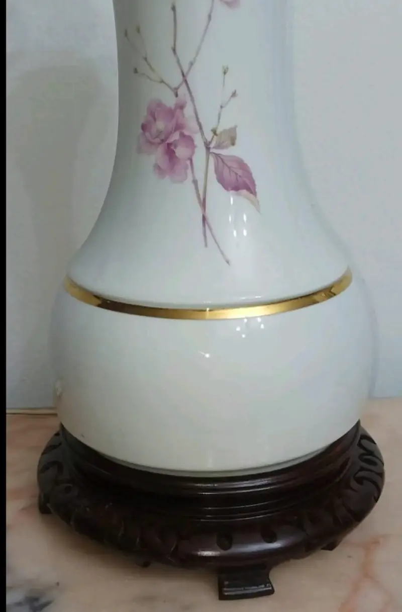 Lámpara de mesa vintage con diseño floral porcelan - 2