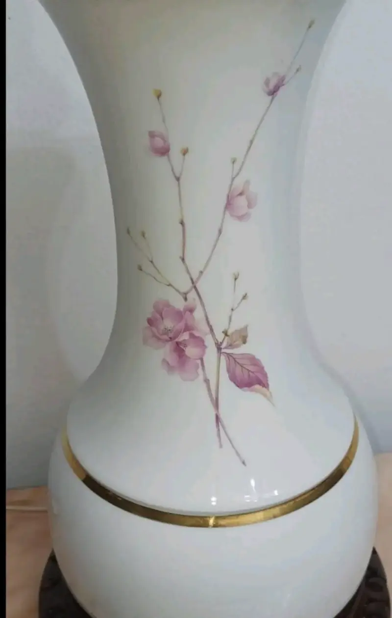 Lámpara de mesa vintage con diseño floral porcelan - 3