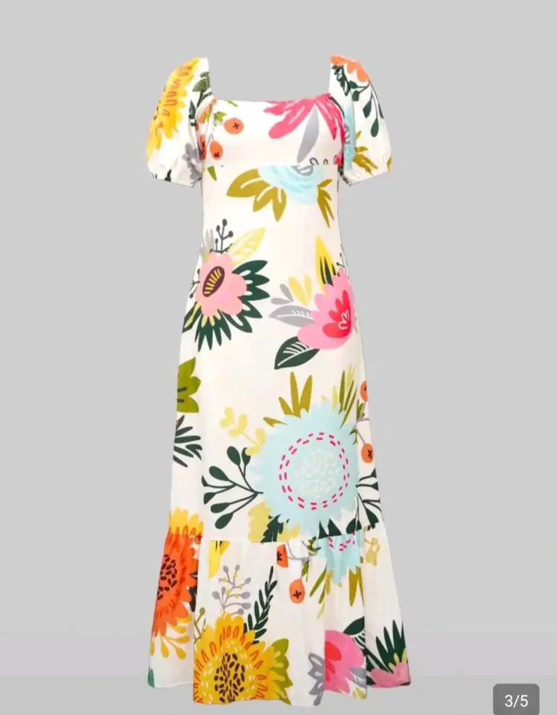 Vestido largo floral con mangas abullonadas - 2