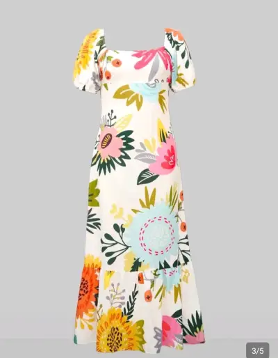 Vestido largo floral con mangas abullonadas - miniatura 2