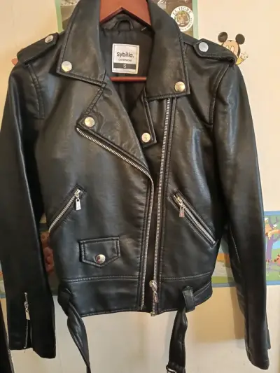 Chaqueta de cuero negra Sybilla para mujer - miniatura 1