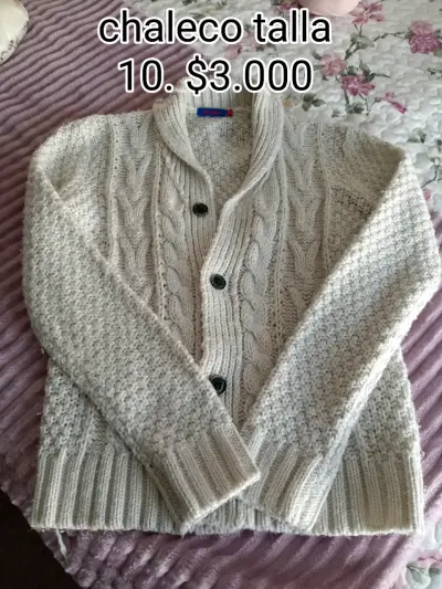 Chaleco de lana beige para niña talla 10 - miniatura 1