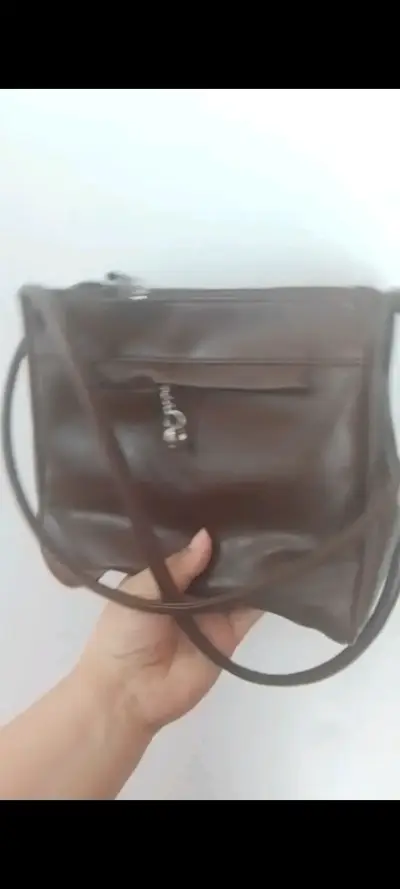 Cartera de cuero marrón con cierre - miniatura 5
