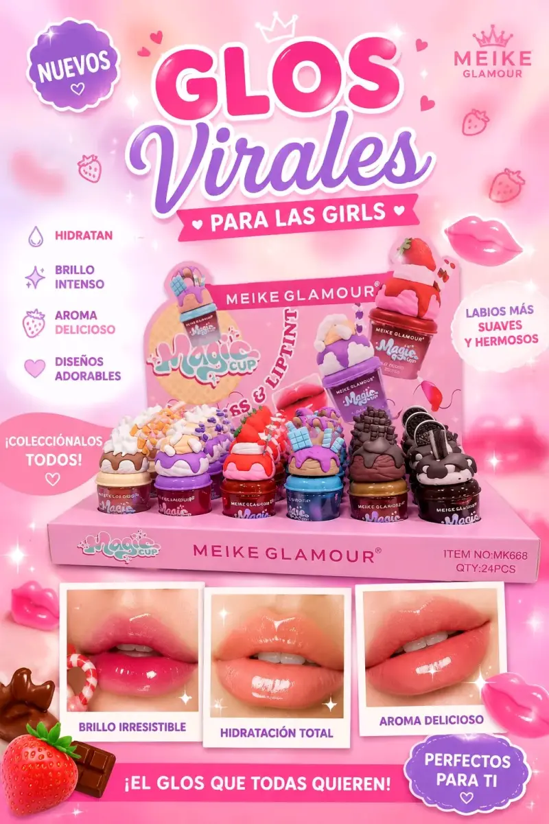 Set de Brillos Labiales Virales Meike Glamour