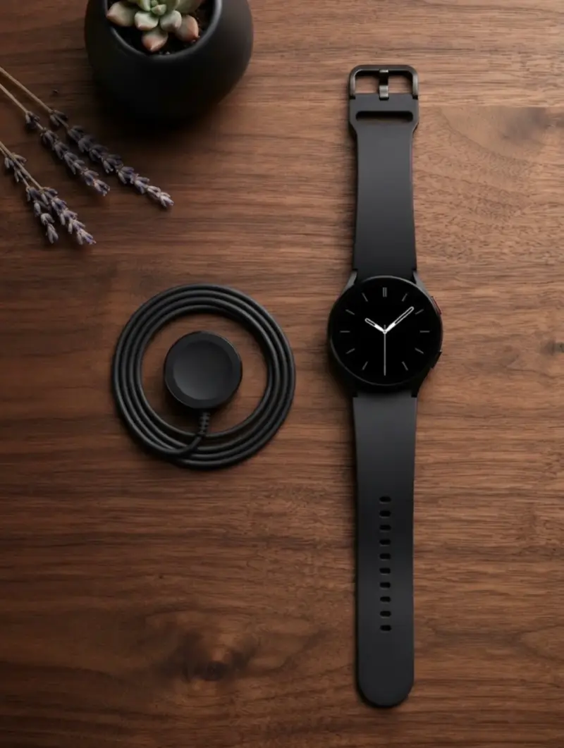 Reloj inteligente negro con cargador inalámbrico - 1