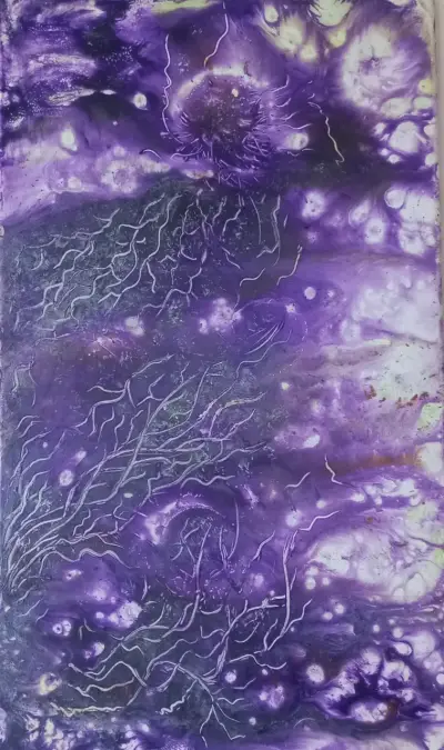 Cuadro abstracto en tonos morados - miniatura 1