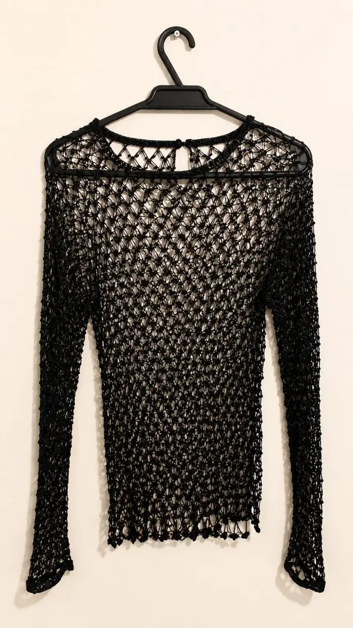 Suéter tejido de malla negro elegante